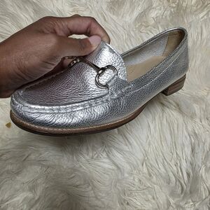 Elegant Silver Leather Loafers
